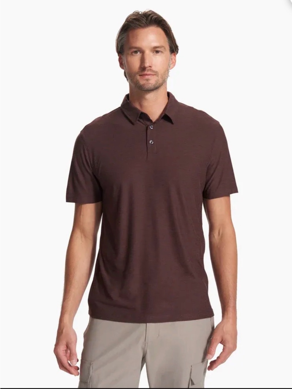 Vuori Men's Short-Sleeve Polo in Deep Brown